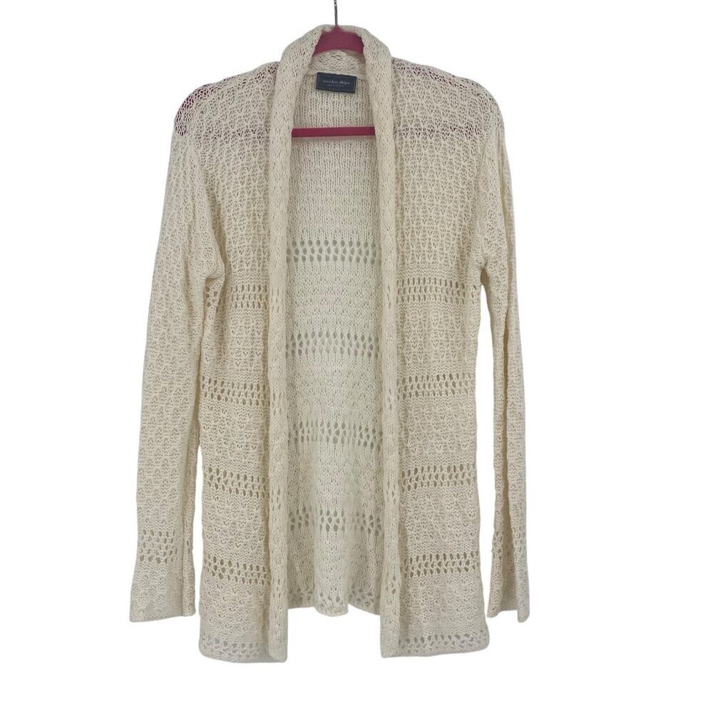 Wooden Ships Size M/L Cardigan Cotton Blend Open Knit Lightweight